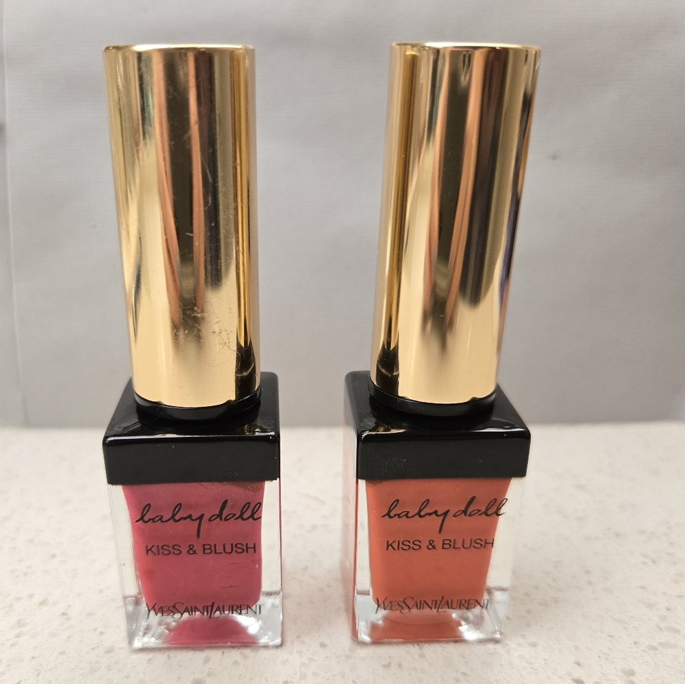 Yves Saint Laurent YSL 2 x Baby Doll Kiss & Blush 2in1 Lip Cheek Stain # 1 & 4